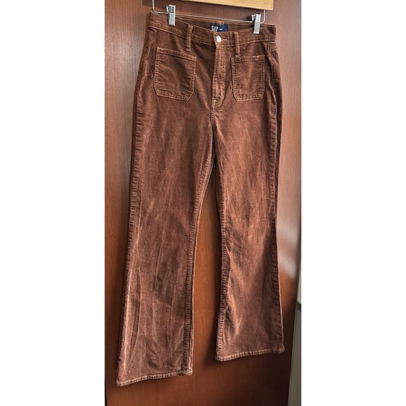 GAP Corduroy Flare Pants Brown 70s Style High Rise Size 27 Womens Retro Wide Leg - Picture 2 of 14